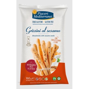 PIACERI Grissini breadsticks with sesame seeds 160g. (4 mini servings). Gluten-free product