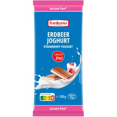 FRANKONIA Czekolada mleczna z jogurtowo-truskawkowym nadzieniem 100g. Produkt bezglutenowy