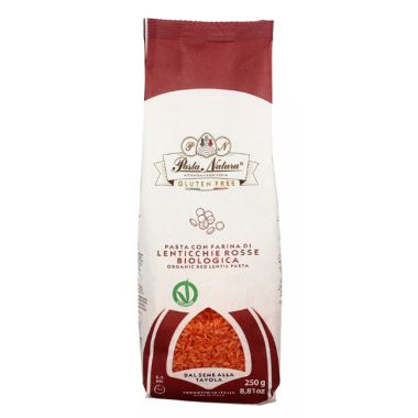 PASTA NATURA ORGANIC 100% RED LENTILS RISONI PASTA 250G. Gluten free product.