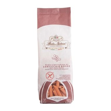 PASTA NATURA 100% RED LENTILS PENNE PASTA 250G. Gluten free product.