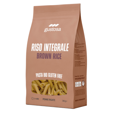 PASTA GUSTOSA Fusilli pasta made with brown rice flour 340g. Gluten free product.