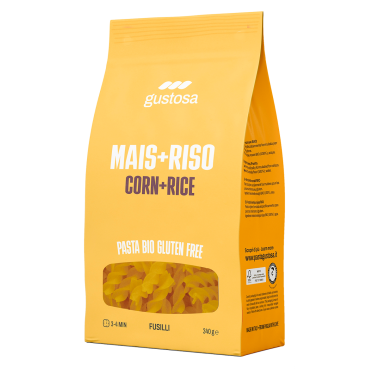 PASTA GUSTOSA Caserecce pasta made with corn and rice flour 340g. Gluten free product.
