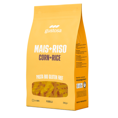 PASTA GUSTOSA Rigatoni pasta made with corn and rice flour 340g. Gluten free product.