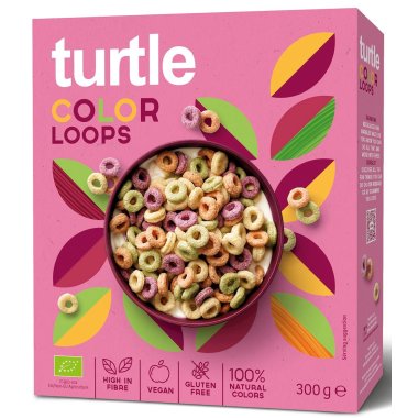 TURTLE BIO Coloured cereal circles 300g. Gluten-free product