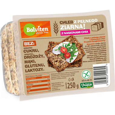 Chleb z pełnego ziarna z nasionami chia 250g. Produkt bezglutenowy