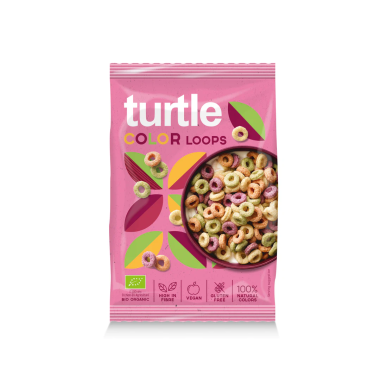 TURTLE BIO Kółka zbożowe kolorowe 40g. Produkt bezglutenowy