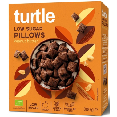 TURTLE BIO Cereal Pillows with Peanut Cream Low Sugar 300g. Gluten-free product