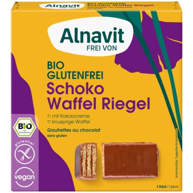 ALNAVIT BIO Chocolate Wafer Bars 75G. Gluten free product