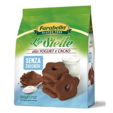 FARABELLA - Le Stelle cacao. Yoghurt star cookies with cocoa with no added sugar 200g. Gluten-free product