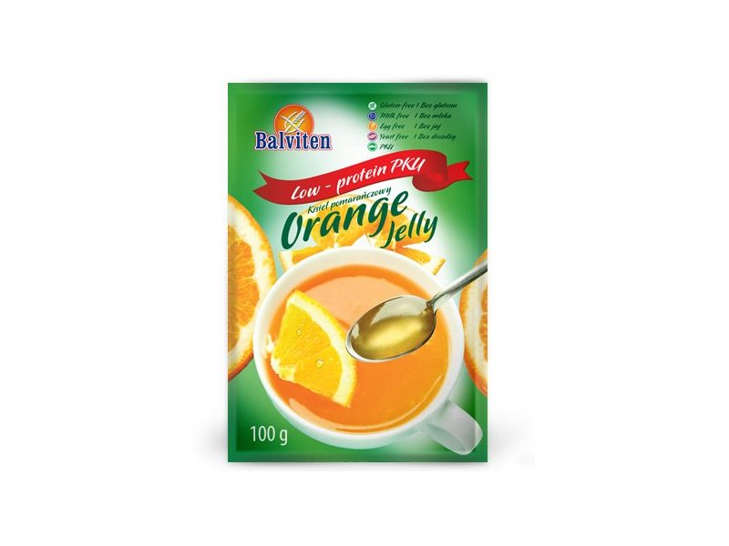 Orange jelly 100g. Naturally gluten-free, low-protein product PKU