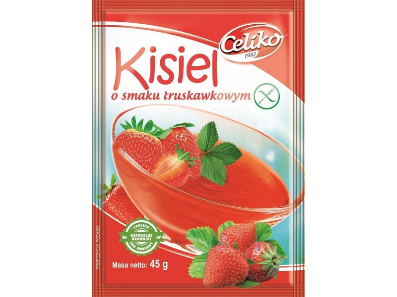 CELIKO Kisiel o smaku truskawkowym 40g. Produkt bezglutenowy