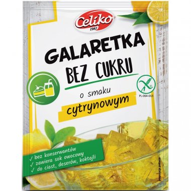 CELIKO Galaretka bez cukru o smaku cytrynowym 14g. Produkt bezglutenowy
