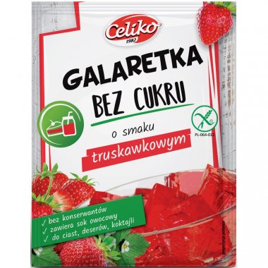 CELIKO Galaretka bez cukru o smaku truskawkowym 14g. Produkt bezglutenowy