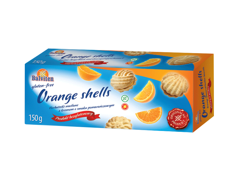 Herbatniki orange shells 150g. Produkt bezglutenowy