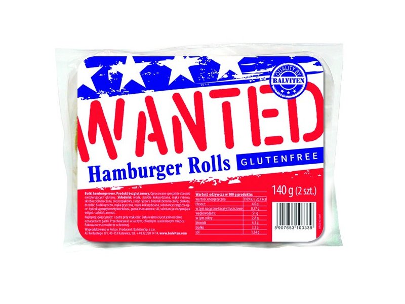 Hamburger rolls 2x70g. Gluten-free product