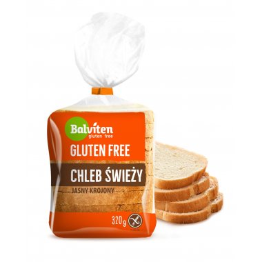 Fresh white sliced bread 320g. Gluten-free product
