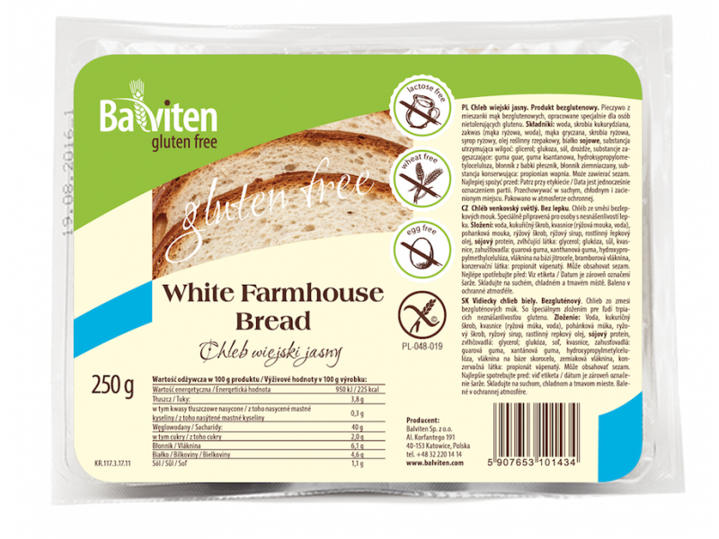 Country white bread 250g. Gluten-free product