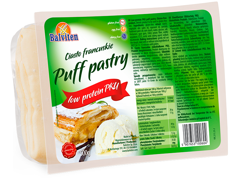 Puff pastry 500 g. Gluten-free product, low-protein PKU